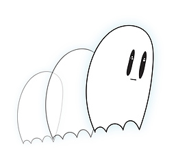 Image showing Emoji of a sad white-colored ghost set on isolated white backgro