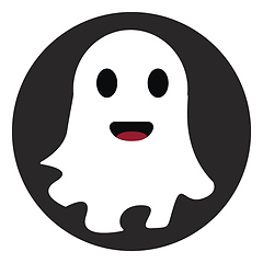 Image showing White smiling ghost in black circle vector illustration on white