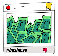 Image showing Tablet with business hashtag vector or color illustration