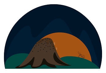 Image showing A landscape of a rising sun and an anthill vector or color illus