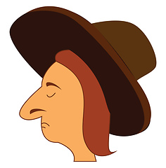 Image showing A sad man with a brown cap vector or color illustration