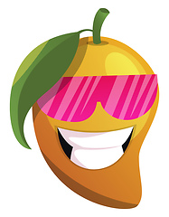 Image showing Mango cartoon with pink sunglasses illustration vector on white 