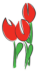 Image showing A red daffodil with a smiley looks adorable vector or color illu
