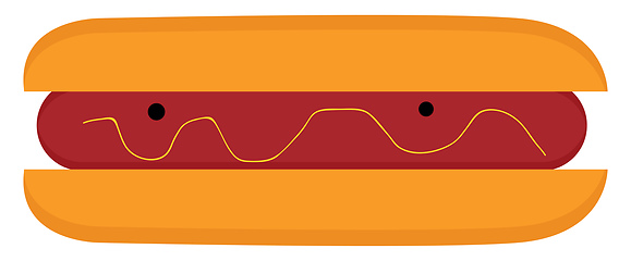 Image showing The toasted brown hotdog vector or color illustration