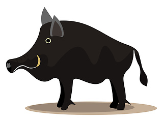 Image showing A large black wild pig vector or color illustration