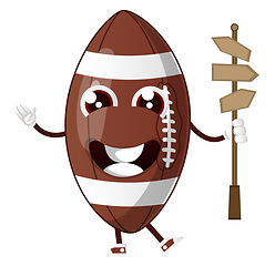 Image showing Rugby ball is holding direction signs, illustration, vector on w
