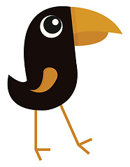 Image showing Black bird with big beak  illustration color vector on white bac
