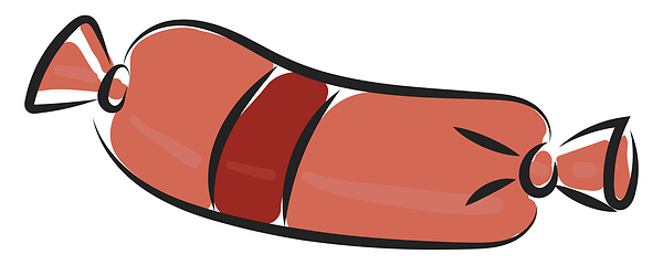 Image showing A red sausage vector or color illustration