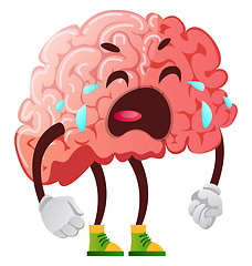 Image showing Brain is crying, illustration, vector on white background.