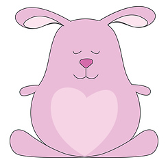Image showing A beautiful pink-colored bunny with eyes closed vector or color 