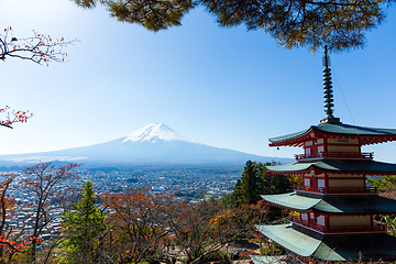 Image showing Chureito Pagoda and mount Fuji