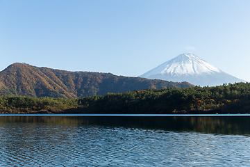 Image showing Mount Fuji and lake saiko