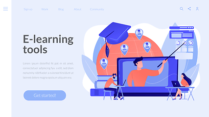 Image showing Global online education concept landing page.