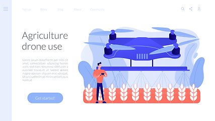 Image showing Agriculture drone use concept landing page.