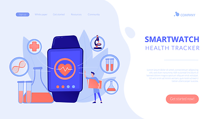 Image showing Smartwatch health tracker concept landing page.