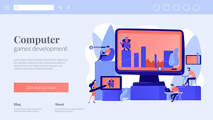 Image showing Computer games development concept landing page