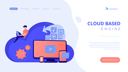 Image showing Cloud based engine concept landing page.