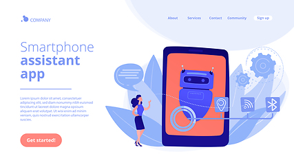 Image showing Chatbot virtual assistant via messagingconcept landing page.