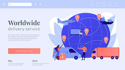 Image showing Global transportation system concept landing page.