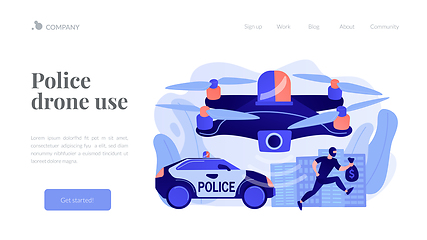 Image showing Law enforcement drones concept landing page.