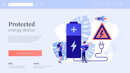 Image showing Safety battery concept landing page.