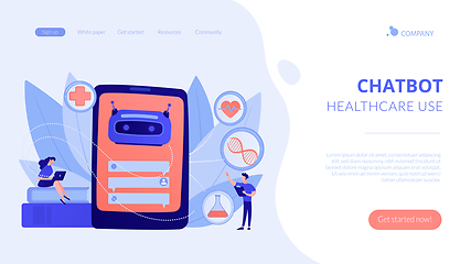 Image showing Chatbot in healthcareconcept landing page.