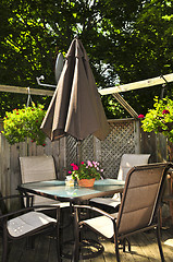 Image showing Patio furniture on a deck