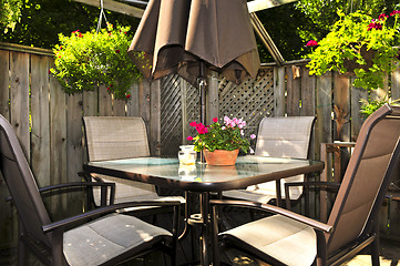 Image showing Patio furniture on a deck