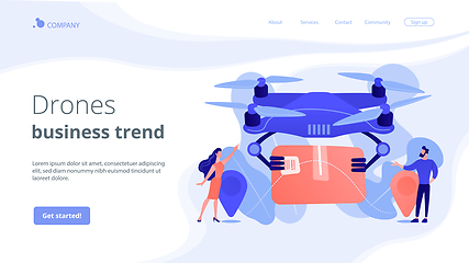 Image showing Drone delivery concept landing page.