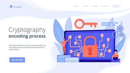 Image showing Cryptography and encryption concept landing page.