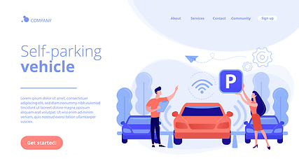 Image showing Self-parking car system concept landing page.