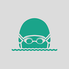 Image showing Swimming man head icon