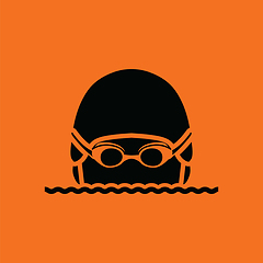 Image showing Swimming man head icon