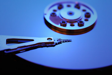 Image showing Hard disk detail with a blue light