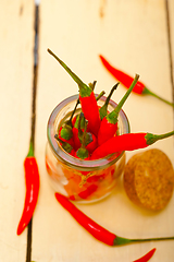 Image showing red chili peppers on a glass jar