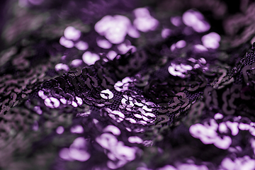 Image showing shimmering violet fabric with sequins background