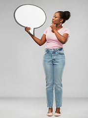 Image showing african american woman holding speech bubble