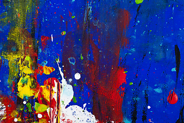 Image showing Blue, red and yellow colored wall texture background. 