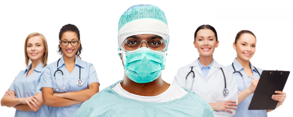 Image showing indian doctor or surgeon and healthcare workers