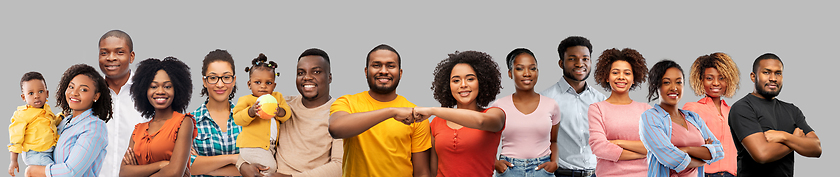 Image showing happy african american people over grey background