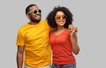 Image showing happy african american couple in sunglasses