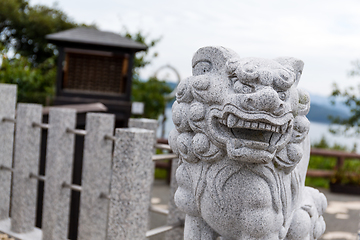 Image showing Rock stone lion statue in temple