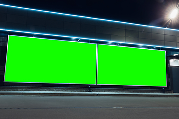 Image showing Blank citylight for advertising on the building at city night, copyspace for your text, image, design