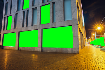 Image showing Blank citylight for advertising on the building at city night, copyspace for your text, image, design