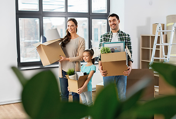 Image showing happy family with child moving to new home