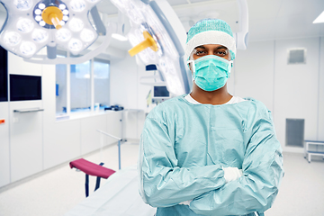 Image showing indian male doctor or surgeon over operating room