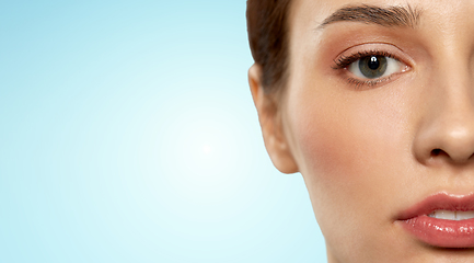 Image showing close up of beautiful young woman face and eyes