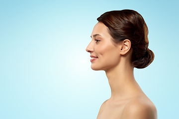 Image showing profile of beautiful woman with bare shoulders