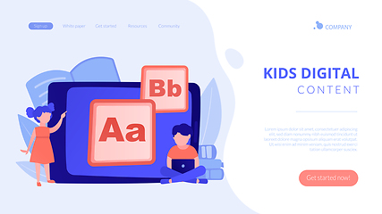 Image showing Kids digital content concept landing page.