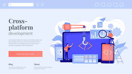 Image showing Cross-platform development concept landing page.